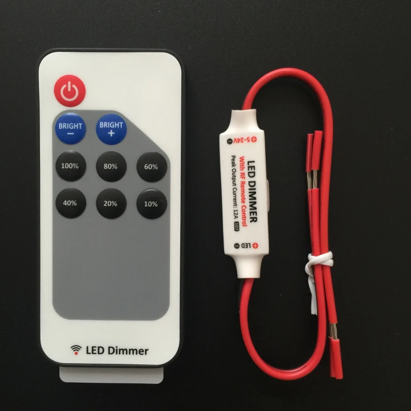 

LED Single Color RF Wireless Led Remote Controller DC5-24V 12A Card Type Remote + Red & Black Connect Line