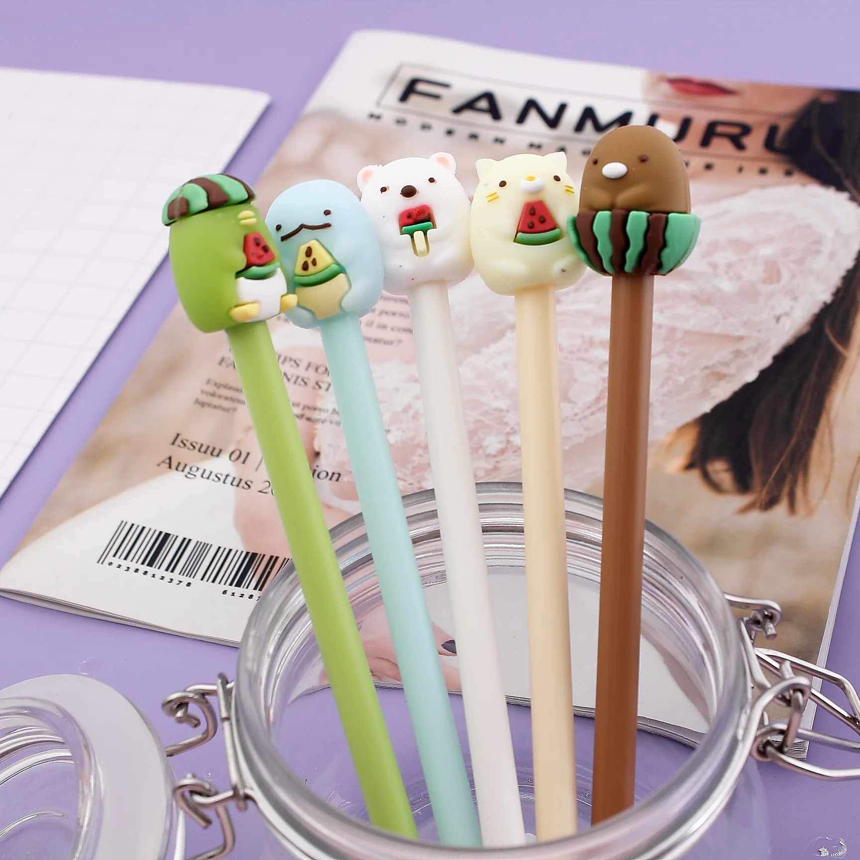 4 шт./лот Kawaii Sumikko Gurashi гелевая ручка 0 5 мм черные чернила авторучка для подписи Escolar