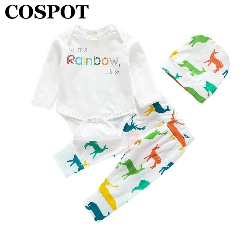 COSPOT 2019 New Baby Clothing Set 3PCS/set Jumpsuit Pants Cap Infant Newborn Clothes Body Suit Boys 25 | Детская одежда и обувь