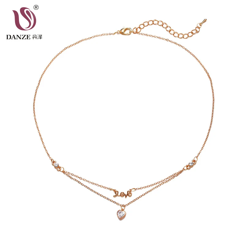 Женское многослойное ожерелье из цепочек DANZE Elegance в Корейском стиле с сердечками