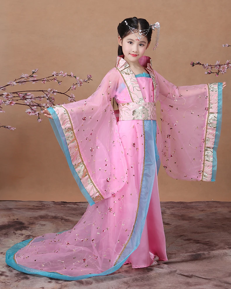 Новая детская Китайская народная Танцевальный костюм hanfu девочки Феи Костюм Танг платье принцессы-Феи Костюм Guzheng - Цвет: color1
