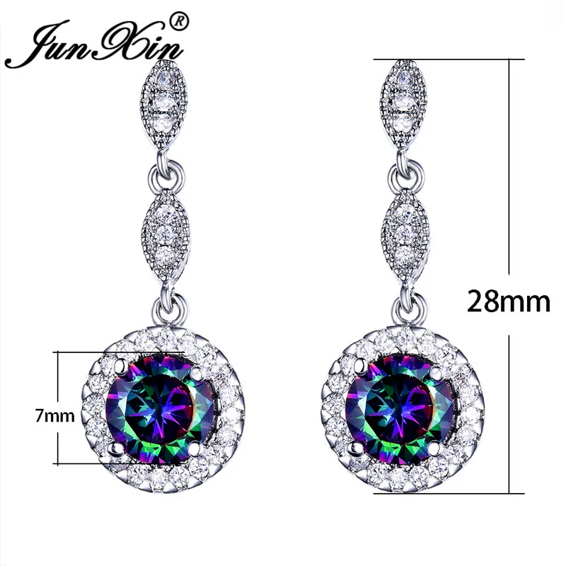 JUNXIN разноцветные циркониевые радужные огненные опаловые серьги для женщин