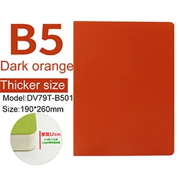 B5 orange notebook Deli, 1 шт., цветной блокнот B5, 8 цветов, яркий бизнес, простой блокнот, канцелярские принадлежности, B5, дневник, книга, толстая, Корейская, мягкая, кожаная книга - Цвет: B5 orange notebook