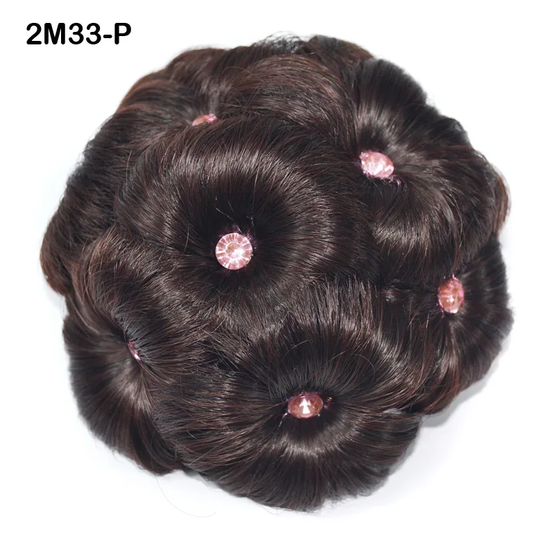 Jeedou синтетический шиньон с алмазной клипсой на накладной пучок для волос Updos 75 г круглые цветы пончик Черный Brwon цвет женские волосы - Цвет: 2M33-P