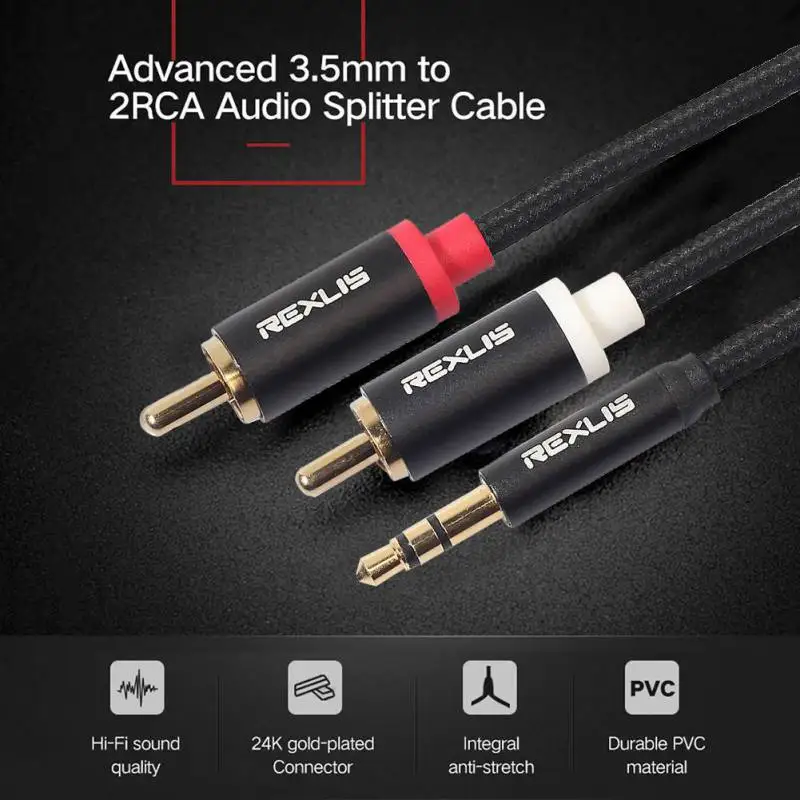 3 5 мм разъем на 2 RCA AUX аудио кабель 0 м 1 10 кабели для мобильного телефона