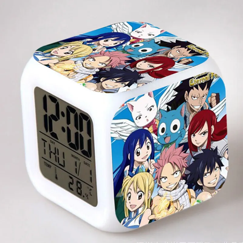 Сказочный хвост аниме фигурки светодиодные Будильник мигающий сенсорсветильник