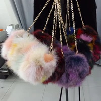 2017 new korean version of the fox fur fur gloves bag female oblique cross hair hand warm hair drum shoulder bag genuine hair ch