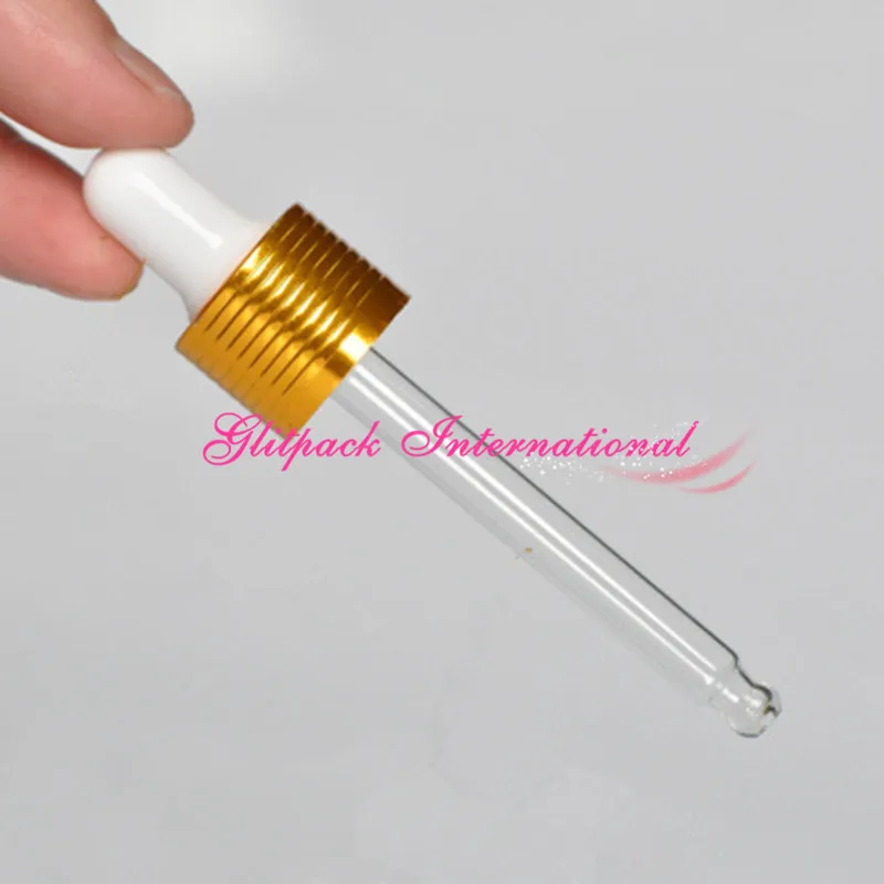 Gold droppers ribbed ring Rubber Head glass pipette for essential oil bottles closure cap metal cover 5/10/15/20/30/50/100ml | Красота и