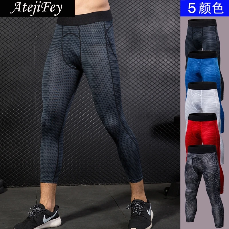 Мужские компрессионные штаны AtejiFey спортивные Леггинсы для фитнеса новые