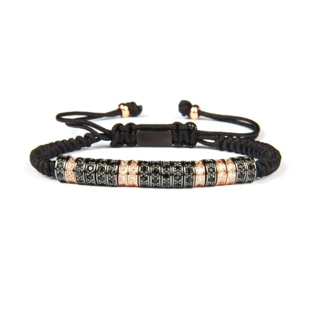 Rose gold Ailatu премиум ювелирные изделия микро Pave Cz бусины плетеный браслет для мужчин и женщин подарок - Окраска металла: Rose gold