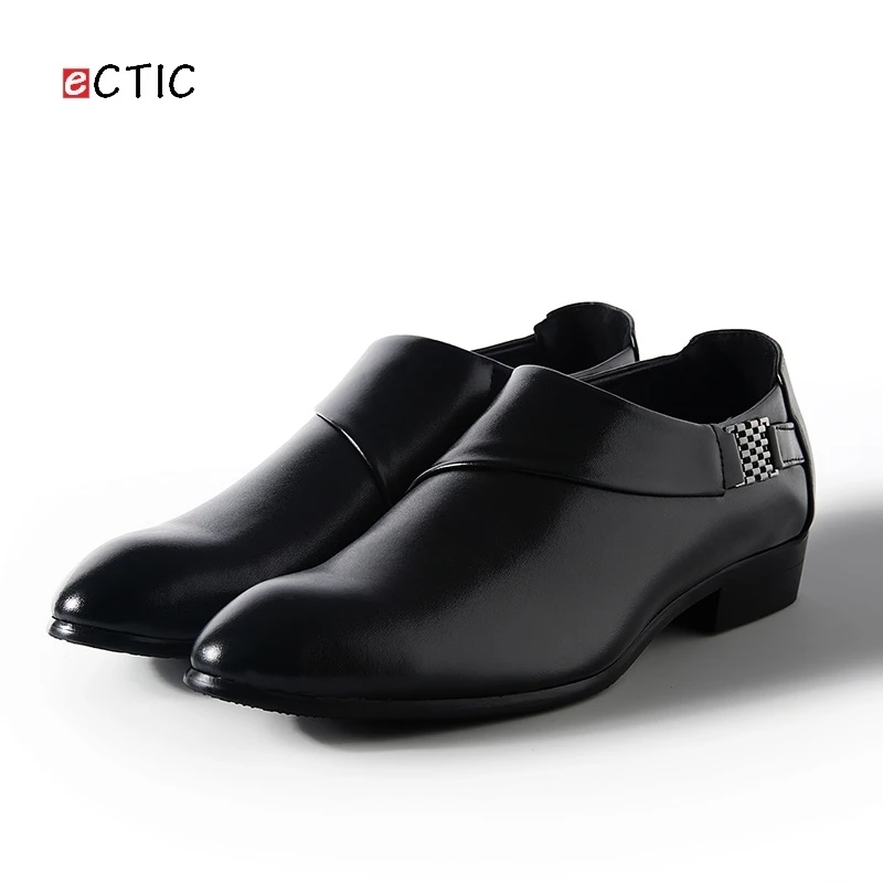 Фото ECTIC 2018 новый дизайн формальные мужские кожаные туфли на плоской подошве в деловом