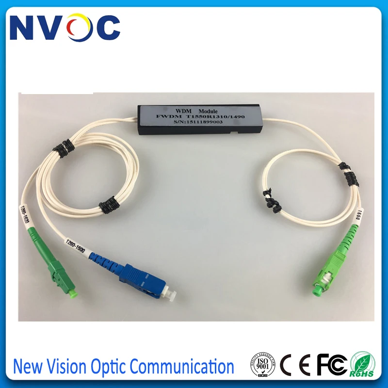10 шт./лот 1*2 FWDM фильтр ABS BOX TX1550 RX1310/1490nm WDM модуль 2 мм 1 м с SC/FC/LC 1x2 оптический
