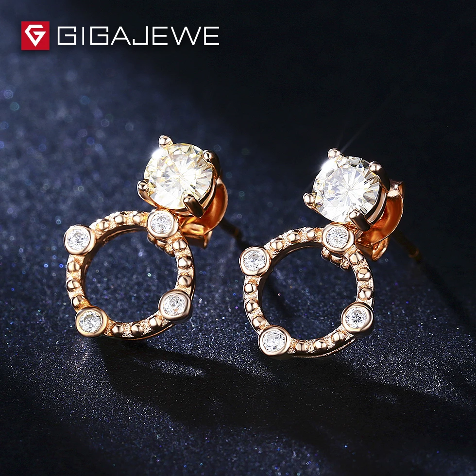 Серьги GIGAJEWE с муассанитом желтые круглые ювелирные украшения из серебра 4