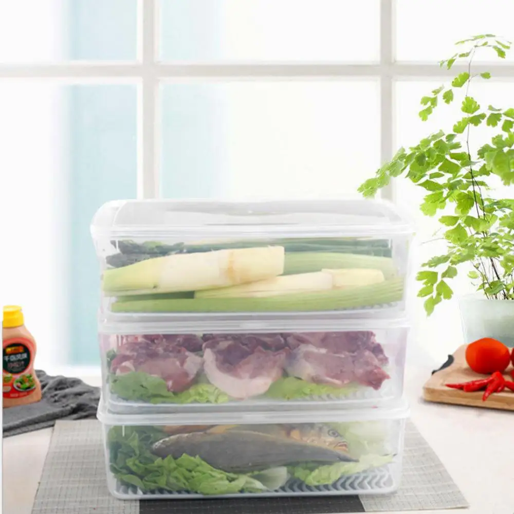 Пластиковые корзины для хранения холодильник коробка для хранения продуктов контейнеры для хранения с крышкой для кухни холодильник шкаф Органайзер для морозилки
