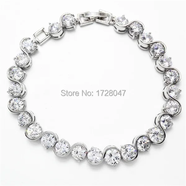Женский браслет из циркония для свадьбы с покрытием натурального белого |
