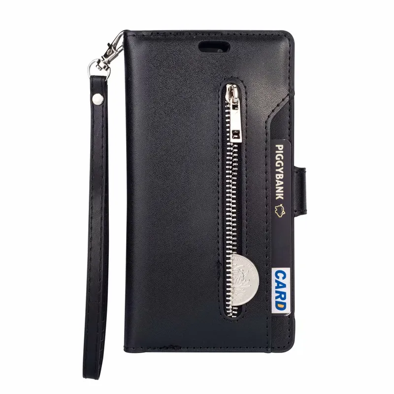 Retro zipper Leather Case Mobile Shell For Samsung A30 A70 A10S A20E A60 M40 A90 A50S M30 A7 Flip Stand Cover with 9 card