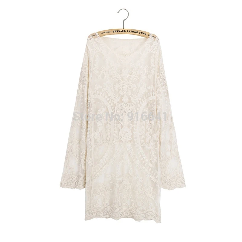 Женские кружево выдалбливают See Trought ретро свободная кружевная блузка цветочный