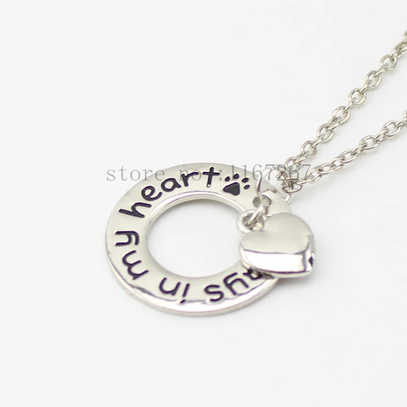 2015 Новый стиль &quotalway in my heart&quot ожерелье собачья лапа печать бирка сердце обруч