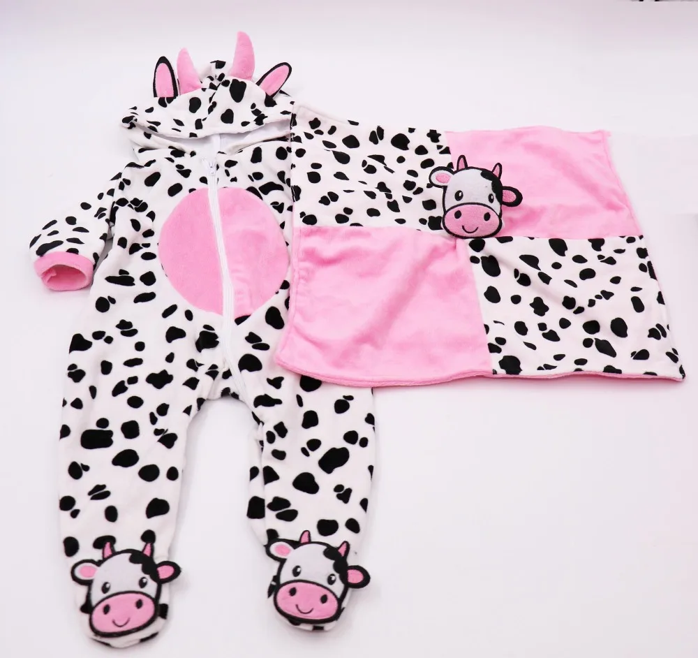 50-57cm Reborn silicone babies doll clothes fashion 2pcs/set cow pattern plush feel toddler girl as summer dress 2019 | Игрушки и хобби
