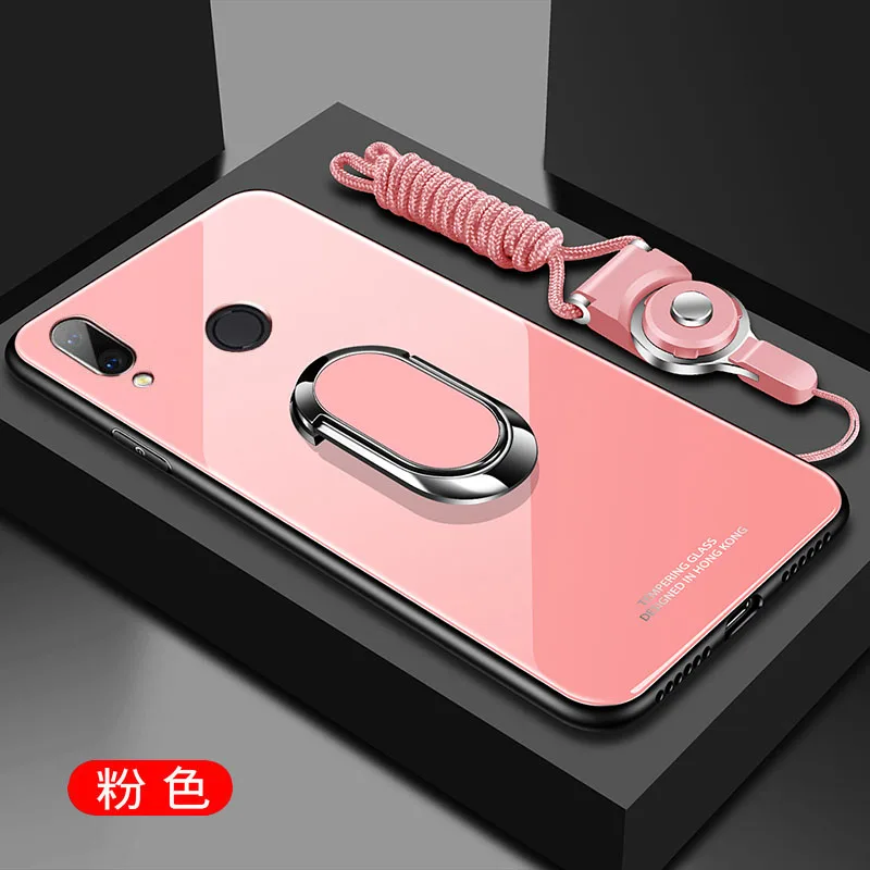 Розовый Для meizu note 9 чехол из твердого закаленного стекла с кольцом-подставкой Магнитный защитный чехол на заднюю панель для meizu note 9 Полный Чехол - Цвет: Розовый