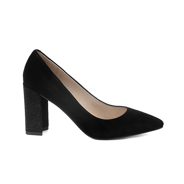 Black Kid Suede SOPHITINA/женские вечерние туфли-лодочки на очень высоком толстом каблуке; обувь без застежки из натуральной кожи с острым носком; модные туфли-лодочки с закрытым носком ручной работы; SC24 - Цвет: Black Kid Suede