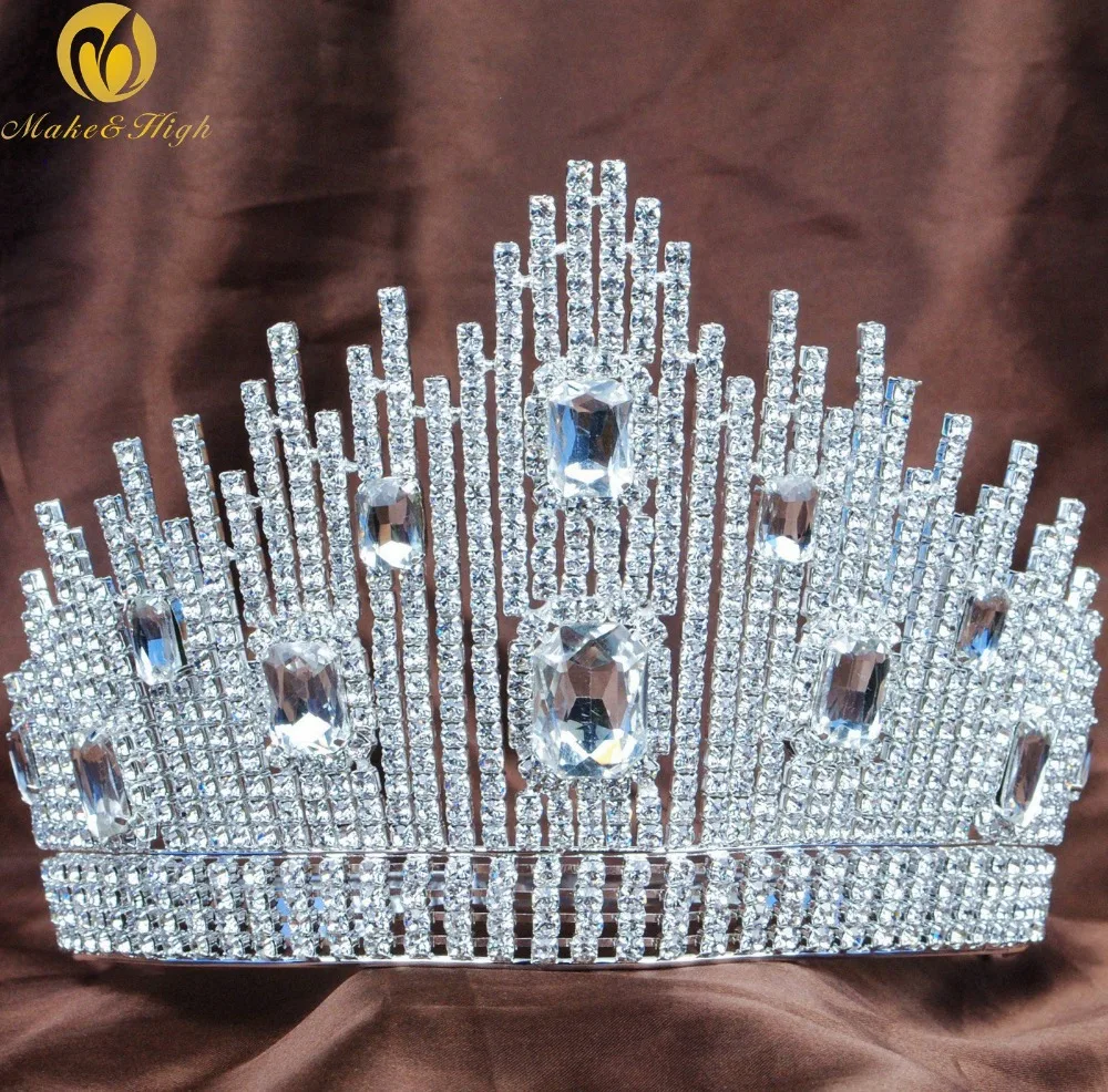 

Диадема для волос Queen, большая, с прозрачными кристаллами, для свадьбы
