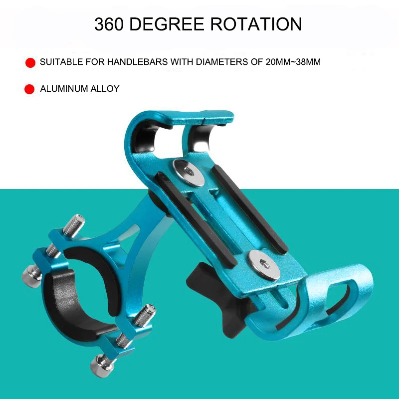 360 rotation Blue Держатель для телефона из алюминиевого сплава для велосипеда 3,5-6,", держатель для мобильного телефона gps, держатель для велосипедного телефона, крепление для велосипедного кронштейна MTB - Цвет: 360 rotation Blue