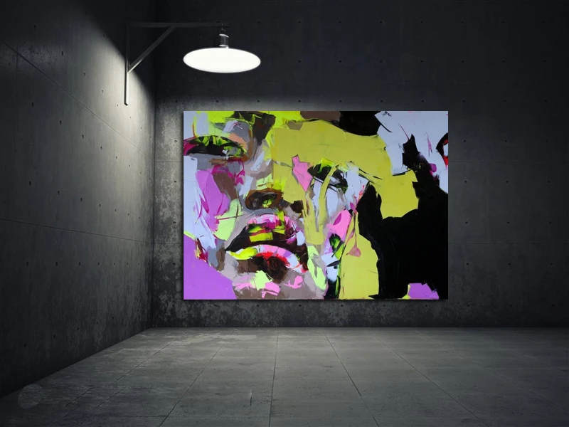 

Modern Handpainted Portrait Pictures High Quality Oil Paintings Colorful Wall Pictures Colorful Fashion Girl Wall Art Home Decor