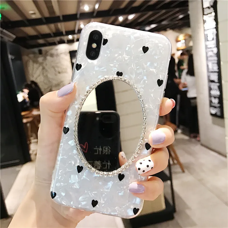 Чехол для телефона XINGDUO с милым черным сердцем iphone X XS XR MAX блестящий зеркальный