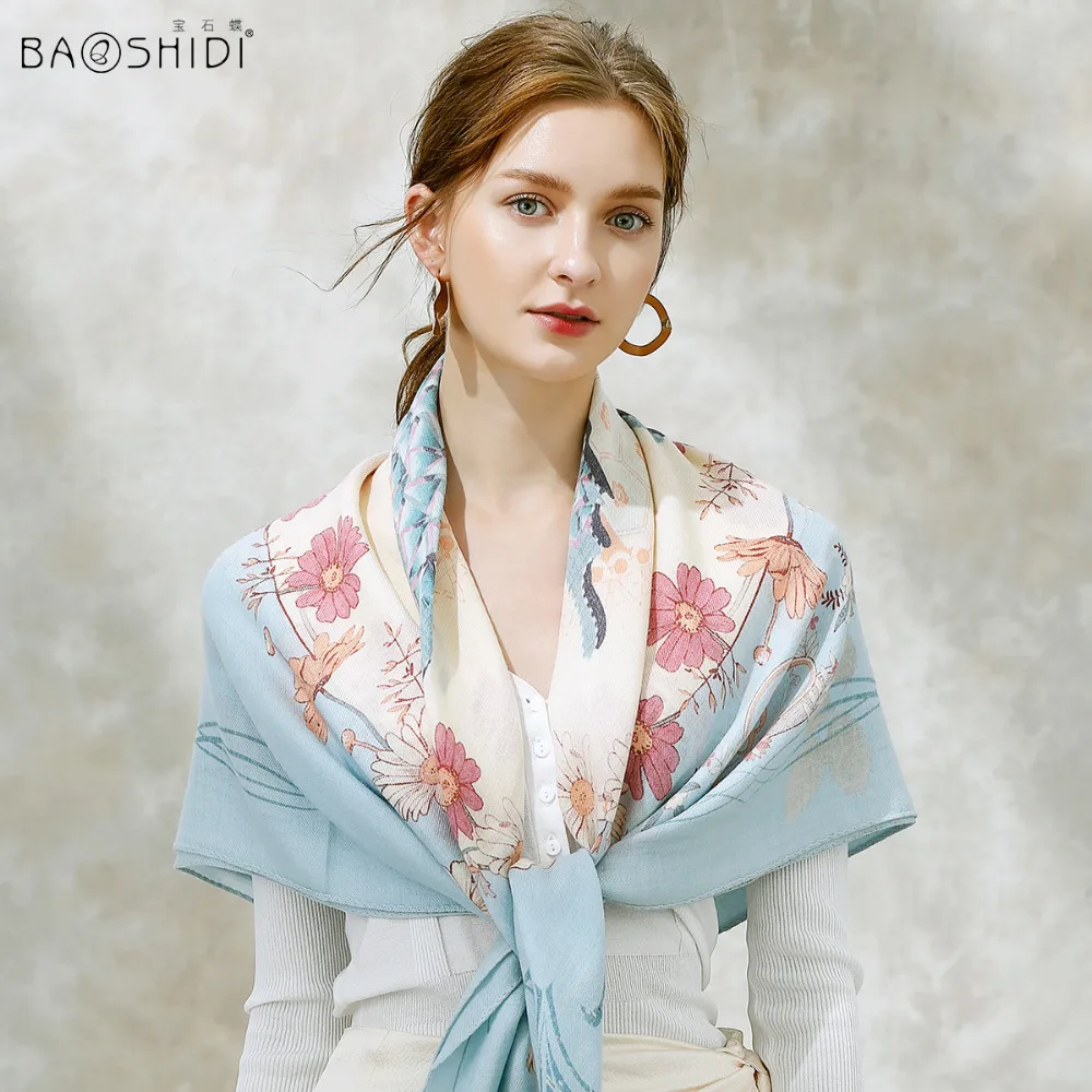 

[BAOSHIDI]2017 Winter 100% Wool Women Scarf, Warm Soft lady scarf,Infinity Elegant square shawl,luxury designer scarf