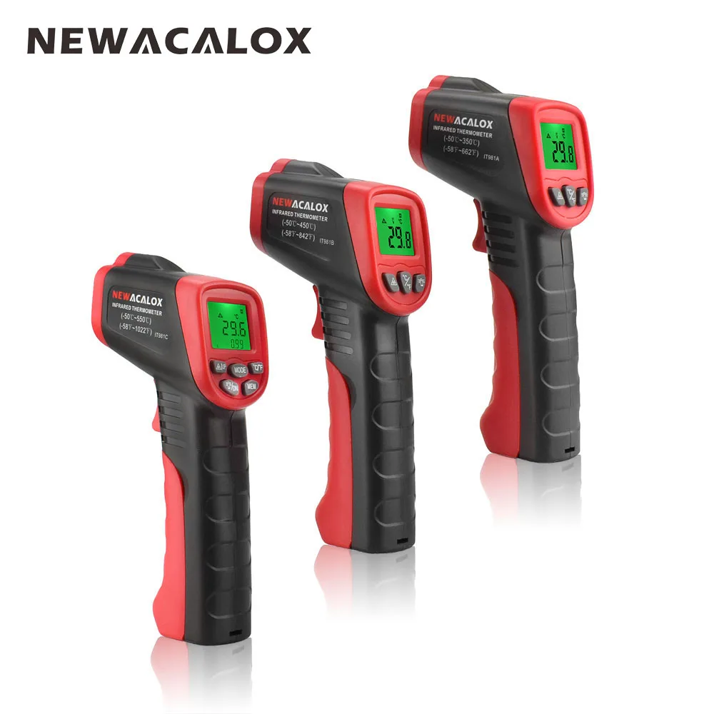 NEWACALOX инфракрасный ЖК-дисплей цифровой термометр бесконтактный температурный тест er промышленный ИК лазерный точечный пистолет Temp тест-инструмент