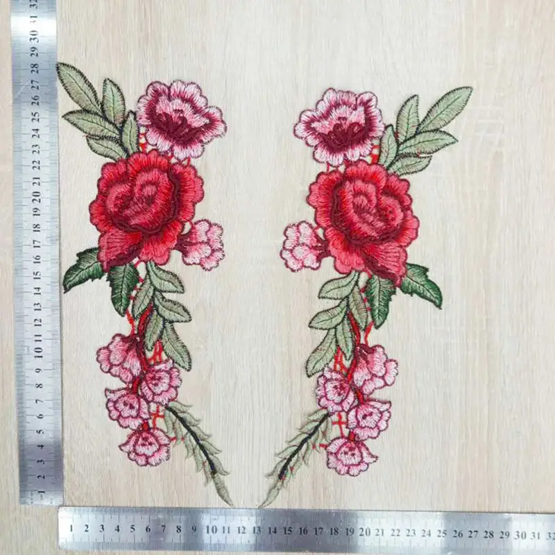 1 пара Цветок розы Qipao патч вышивка ткань аппликация на футболку Блузка Платье Одежда украшения аксессуары 30*12 см