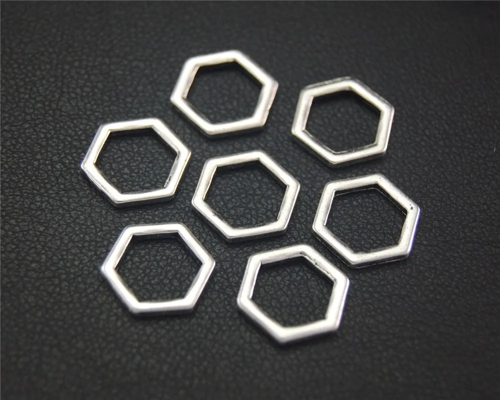 50 шт. серебряные подвески для браслетов и ожерелий 10 мм|diy charms|charms antiquehexagon charm |