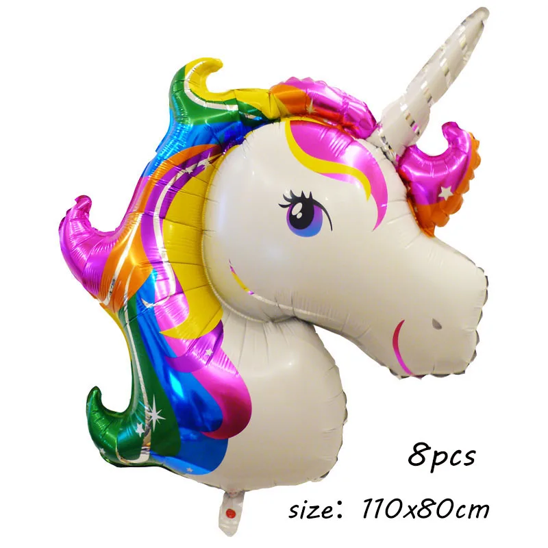l-rainbow 8pcs 3D воздушные шары в форме единорога для прогулок Единорог шары Baby Shower гелиевый воздушный шар покрытый фольгой Дети Единорог темы декор для вечеринки в честь Дня рождения поставки - Цвет: l-rainbow 8pcs
