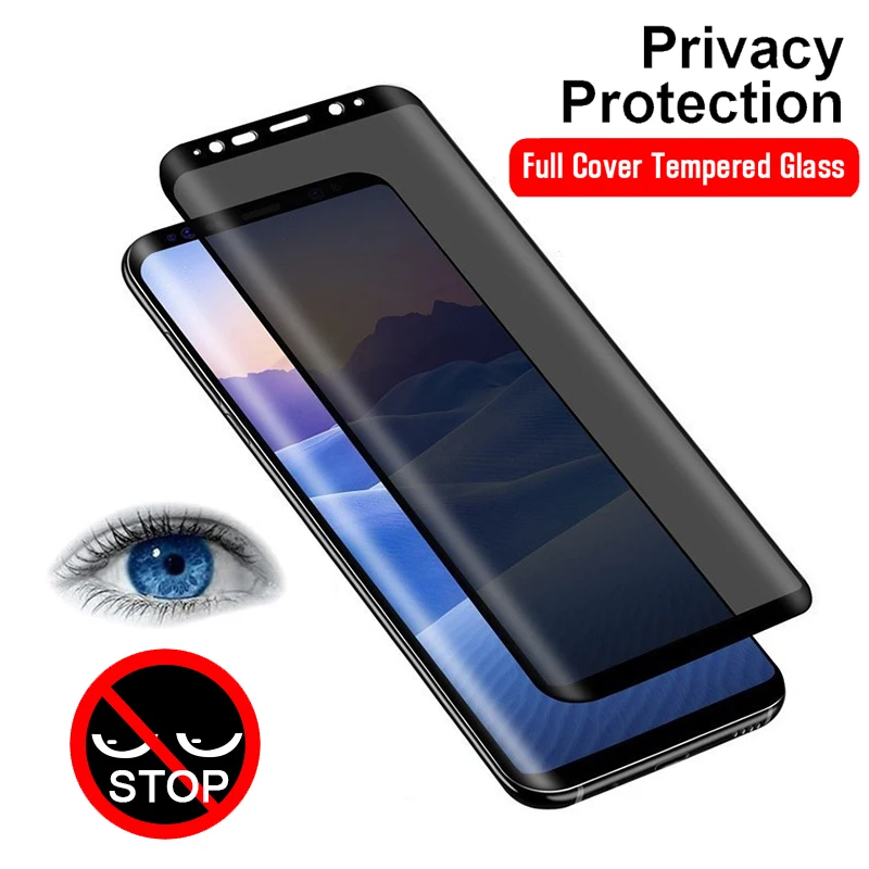 

Full Curved Privacy Tempered Glass For Samsung Galaxy S20 S10 S9 S8 Plus Note 8 9 10 Protect Screen Protector Anti Glare Glass
