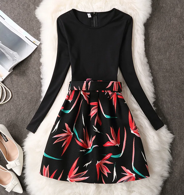 Винтажное семейное платье для матери и дочери Осеннее клетчатое с цветочным