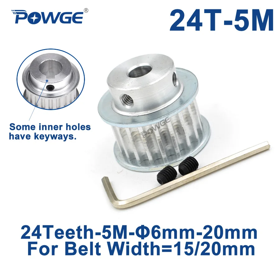 POWGE 24 зубья HTD 5M синхронный шкив keyway диаметр 8/10/12/14/15/16/17 мм для ширины 15/20 HTD5M