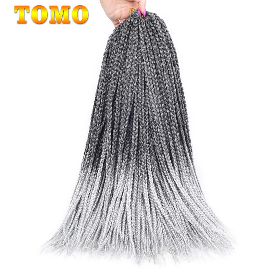 TOMO, 22 корня/упаковка, коробка, косички, вязанные волосы, 1", 18", 2", Омбре, синтетические косички, наращивание волос для женщин, красные, вязанные косички