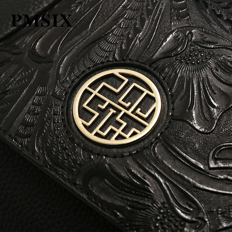 PMSIX модная женская сумка через плечо с тиснением сумки кожаные черные