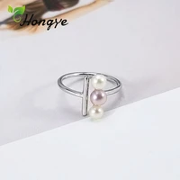 hongye natural pearl ring girls adjustable beaded finger accessories silver 925 jewelry personalized birthday gifts ladies ring