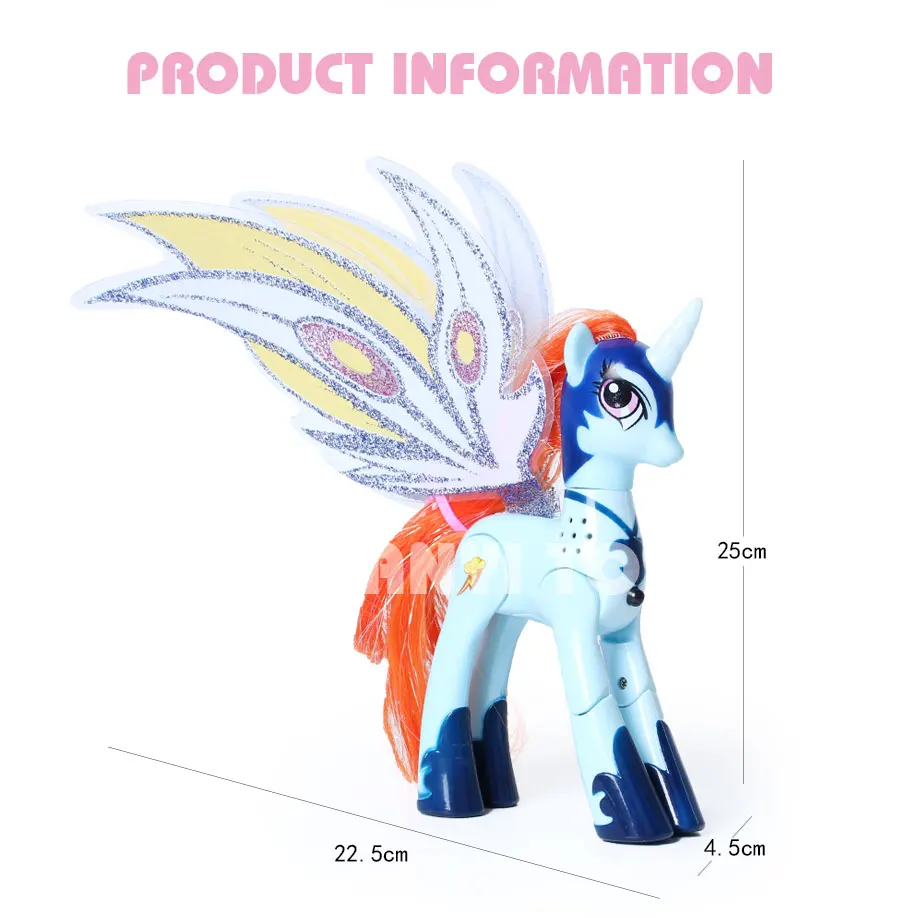 My little horses action figure anime figure toys for children ponies toys lovely Unicorn light and music joint are movable