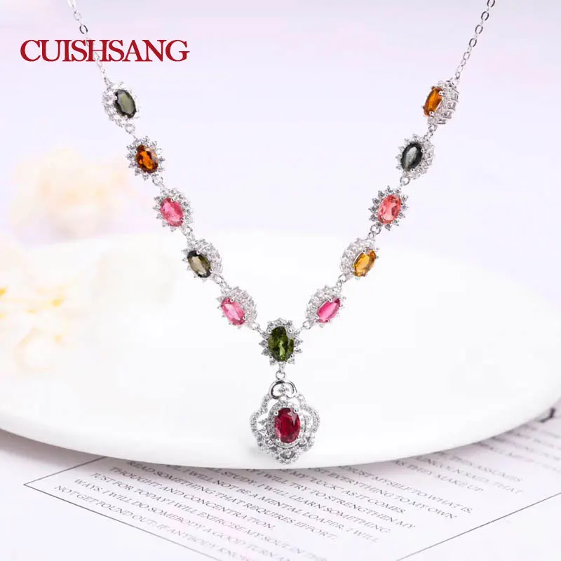 CSJ новый дизайн мода натуральная жемчужная цепочка с необычным цветом Турмалин в