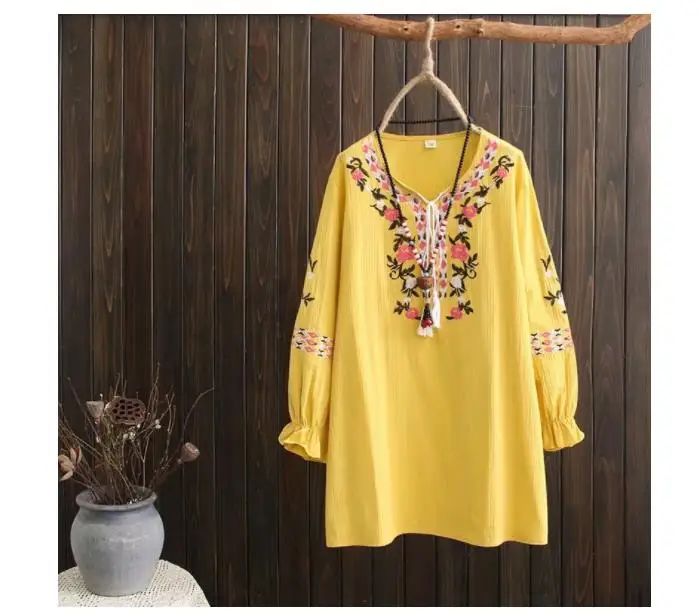 

Cotton jacquard embroidered shirt 078