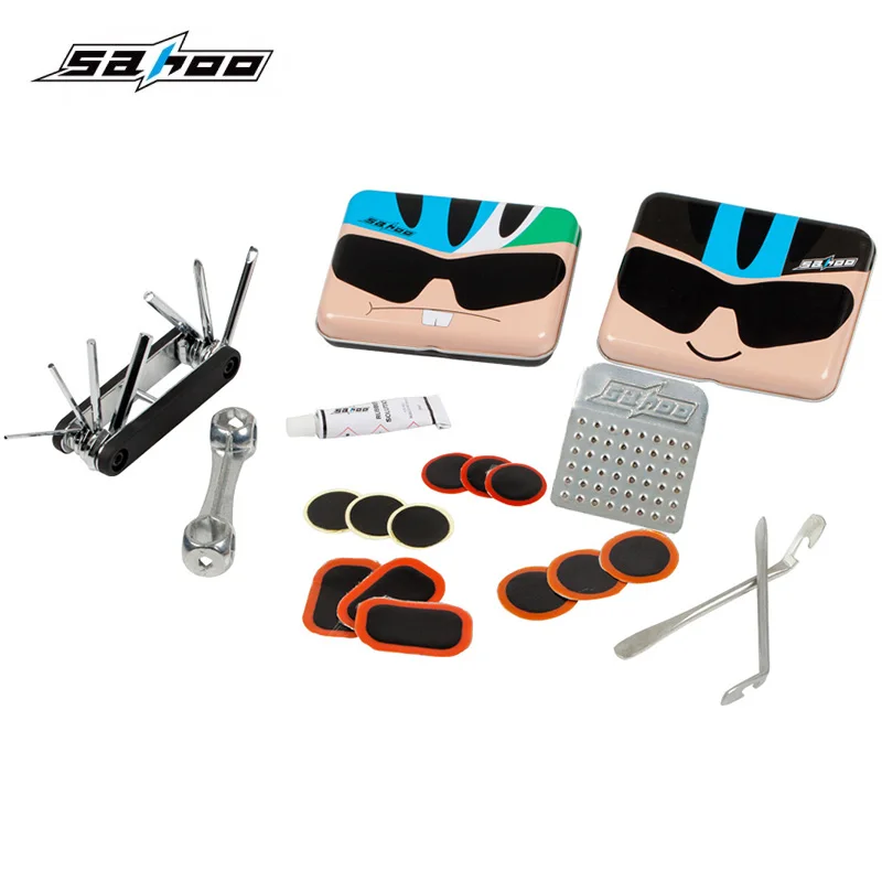 

Bike Tools MTB Road Bicycle Repair Tools 7 in 1 Folding Tool Wrench Glue Tool Box Tire Repair Bike Accessories