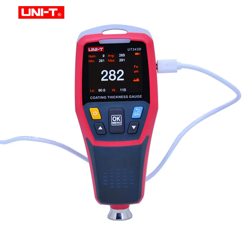 UNI-T UT343D Толщиномер цифровой измеритель покрытия измеритель толщины краски для автомобилей Тестер FE/NFE измерение с USB функцией передачи данных