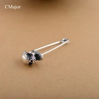cmajor sterling silver vintage antique skull brooch pins scarf safety pins jewelry for men women