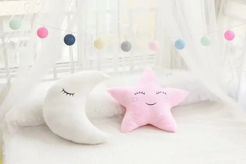 Плюшевые небесные подушки спальные улыбка облако звезда Капля воды подушка в виде Луны детская кроватка Декор природа подушка белый розовый серый