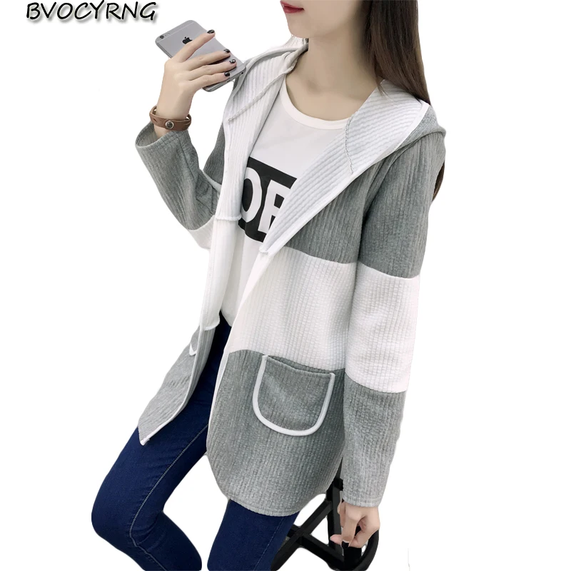 Новинка 2017 Женское пальто с длинным рукавом и капюшоном Женская весенне осенняя