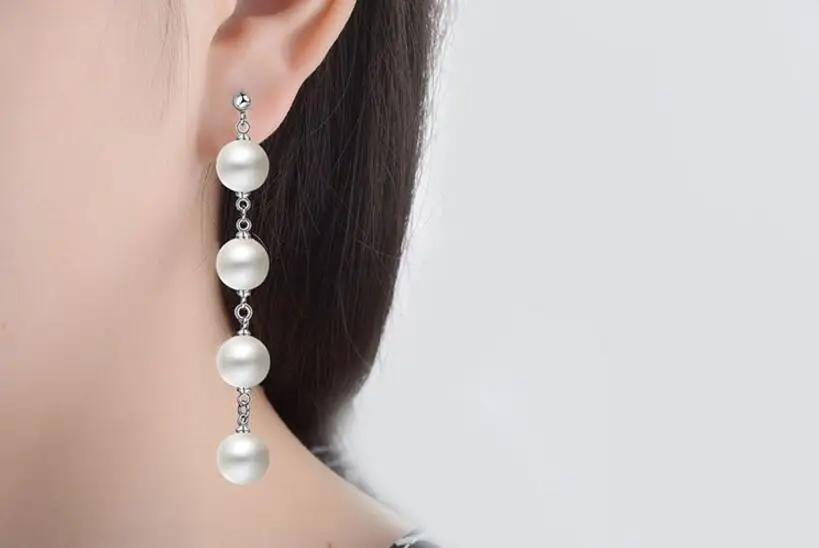 Anenjery 925 пробы серебряные серьги для женщин из стерлингового серебра-ювелирные изделия имитация кисточкой сережки oorbellen brincos S-E429