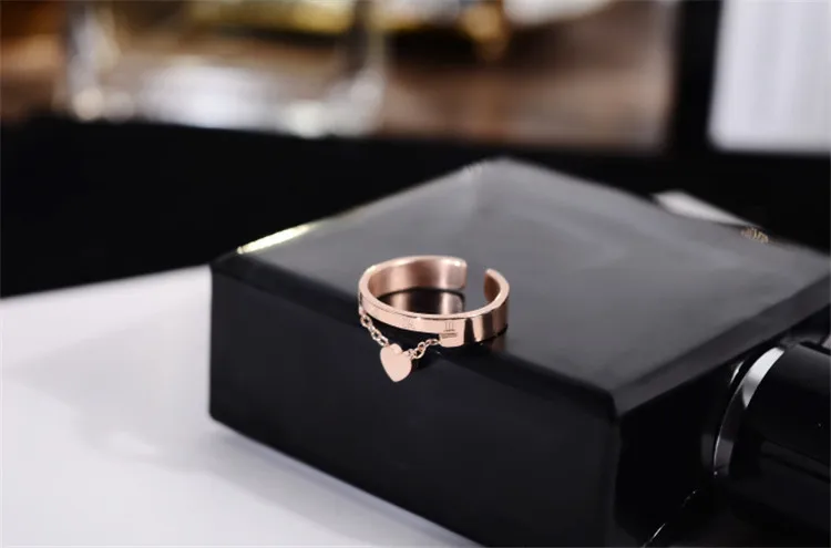 

Titanium Steel Love heart Open ring Rose Gold Colour fashion Jewelry Simple Love Ring For Woman nice gift,never fade